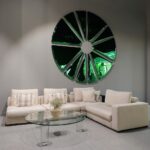 Unique stainless steel wall art with radial segments