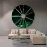 Unique stainless steel wall art with radial segments