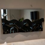 Handmade black tinted wavy mirror – Luxury large wall mirror for modern interiors