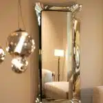 Luxury Wavy Bronze Tinted Glass Wall Mirror – Contemporary 3D Designer Mirror for Elegant Home Decor