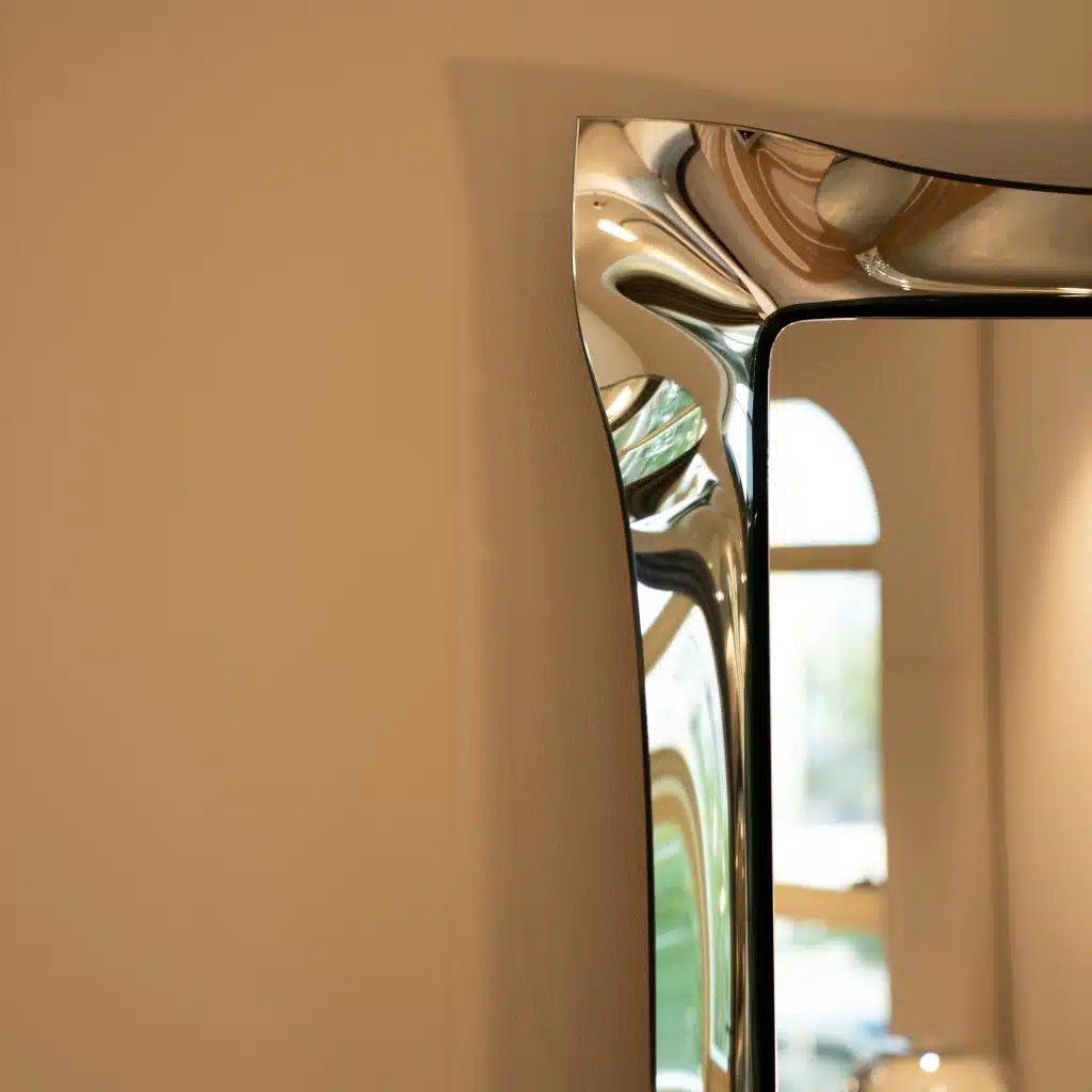 Luxury Wavy Bronze Tinted Glass Wall Mirror – Contemporary 3D Designer Mirror for Elegant Home Decor