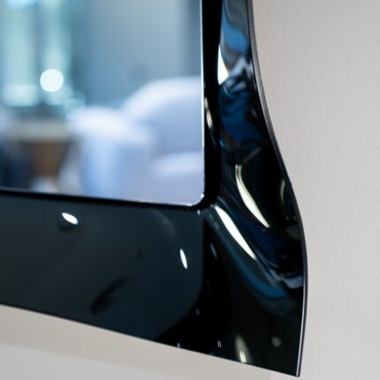 Luxury Wavy Black Tinted Glass Wall Mirror – Handmade 3D Designer Mirror for Modern Interiors