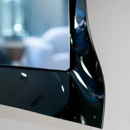 Luxury Wavy Black Tinted Glass Wall Mirror – Handmade 3D Designer Mirror for Modern Interiors