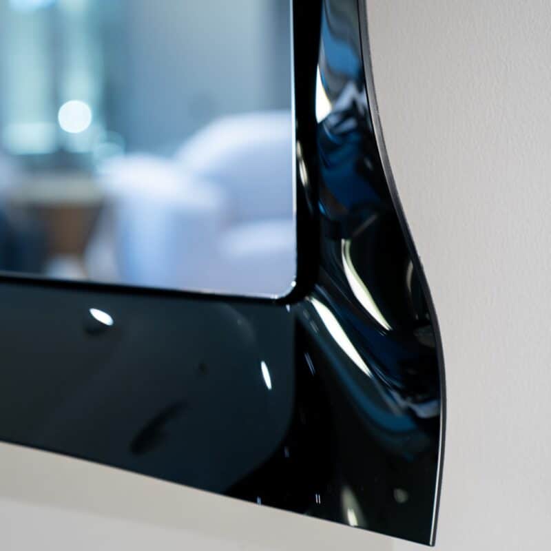 Luxury Wavy Black Tinted Glass Wall Mirror – Handmade 3D Designer Mirror for Modern Interiors