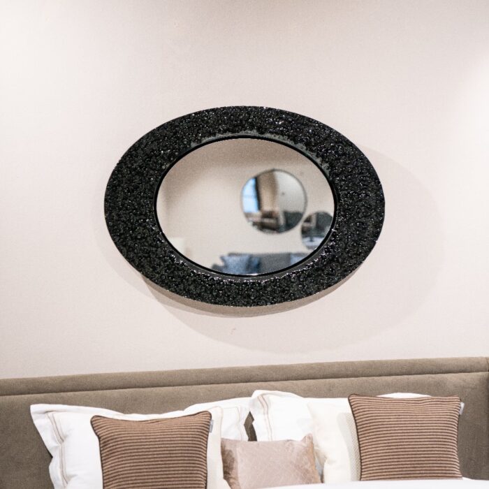 1. Black tinted glass luxury wall mirror with textured surface