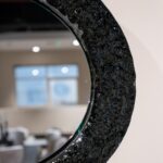 1. Black tinted glass luxury wall mirror with textured surface