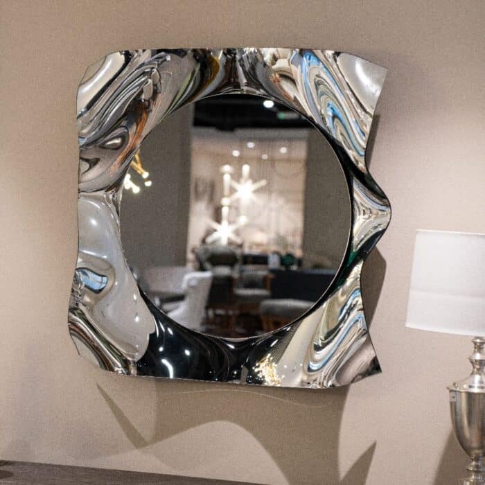 2. Silver Tinted Wavy Square Glass Mirror – Artistic Handcrafted Mirror