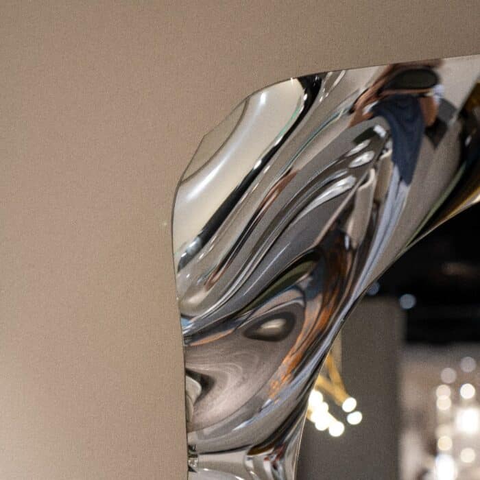 2. Silver Tinted Wavy Square Glass Mirror – Artistic Handcrafted Mirror