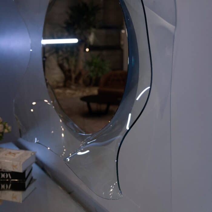 4. Visible Through Glass Wavy Square Mirror – Unique Contemporary Home Décor