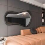 Handmade organic wall mirror with teak wood frame