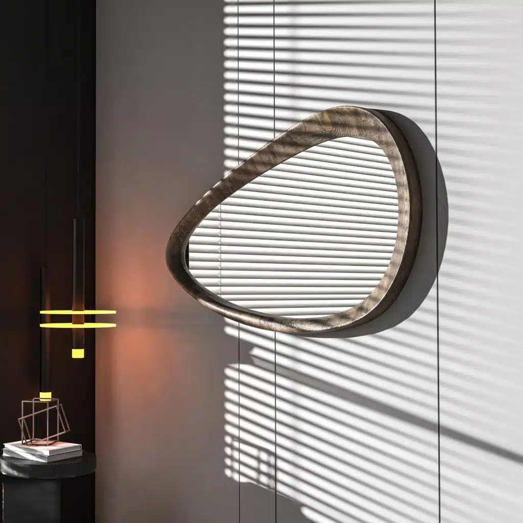 Luxury organic wall mirror with antique oak finish