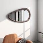 Handmade organic wall mirror with granite grey varnish frame