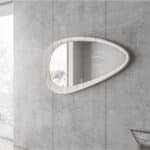 Organic pebble wall mirror with white wood varnish frame