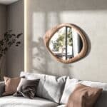 Oak wood organic wall mirror