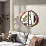 Oak wood organic wall mirror