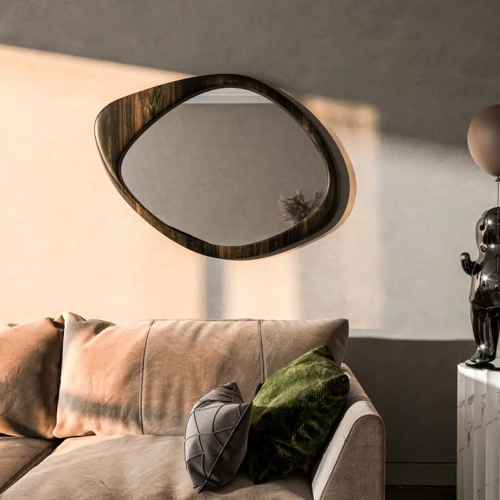 Ebony wood organic wall mirror