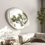 White wood frame wall mirror