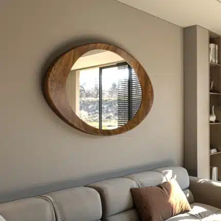 Walnut oval wall mirror