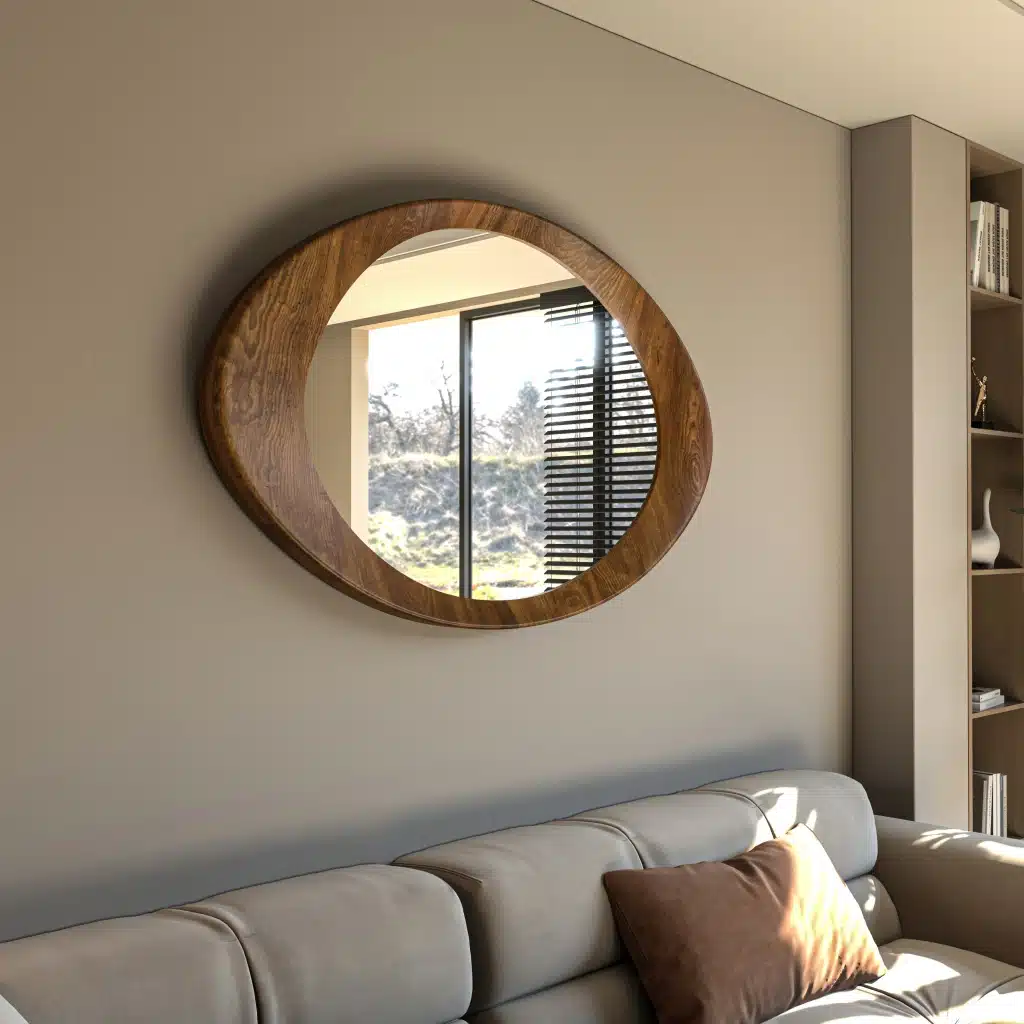 Walnut oval wall mirror