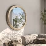 Semi-matt gold round wall mirror handmade