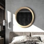 Semi-matt gold round wall mirror handmade