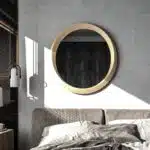 Semi-matt gold round wall mirror handmade