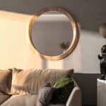 Birch wood handmade round wall mirror
