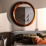 Walnut round wall mirror handmade solid wood