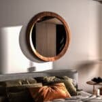 Walnut round wall mirror handmade solid wood