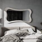 • Organic wall mirror in White wood finish
