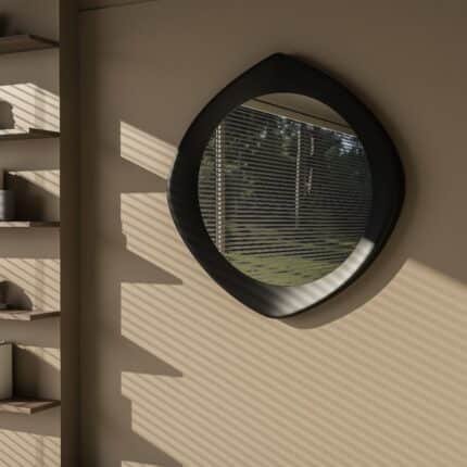 handmade hourglass wall mirror in Matt Black