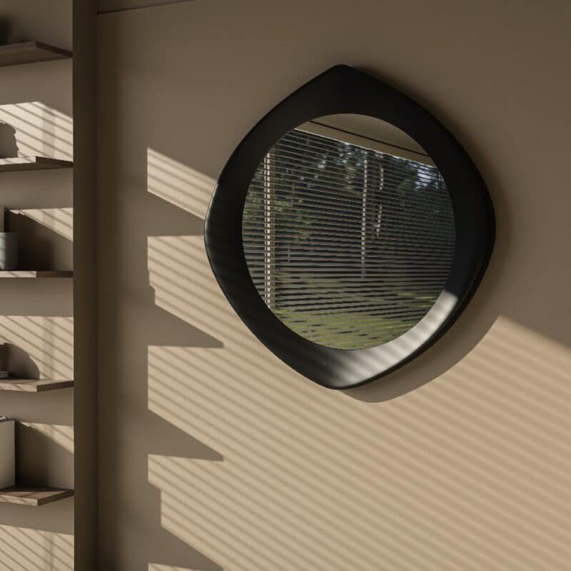 handmade hourglass wall mirror in Matt Black