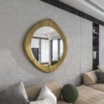 handmade hourglass wall mirror in Oak finish