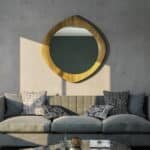 handmade hourglass wall mirror in Oak finish