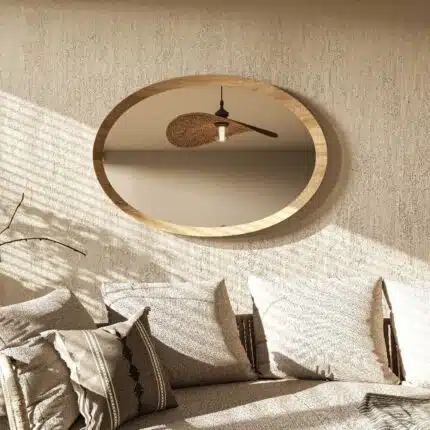 Birch round wall mirror