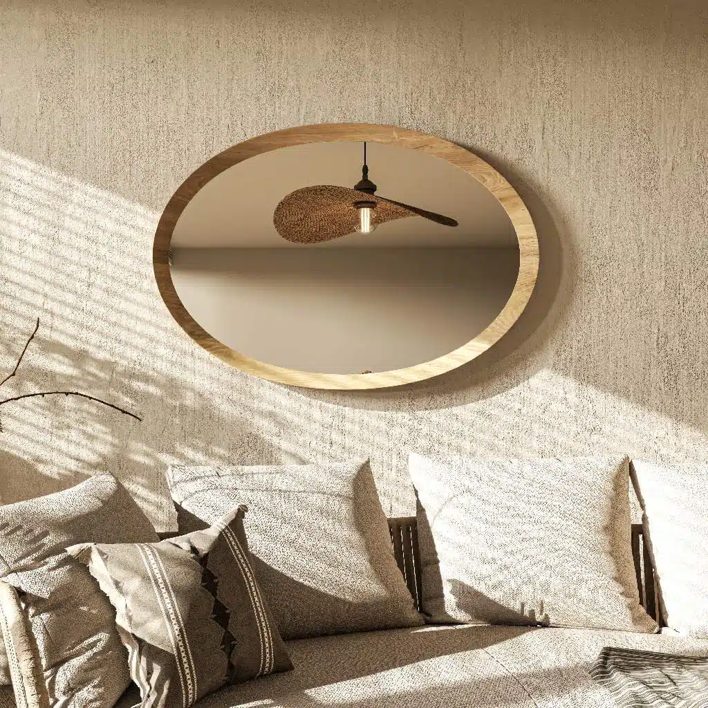 Birch round wall mirror