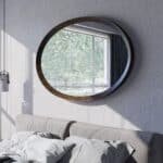 Oak antique round mirror