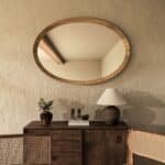 Oak round wall mirror