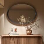 Black matt round mirror