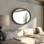 Silk grey round wall mirror