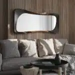 Modern organic mirror in Ebony wood