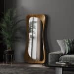 Designer organic wall mirror in Walnut finish