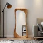 Large organic wall mirror in Light Oak