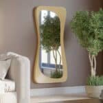 Handmade sculptural mirror in Semi-Matt Gold