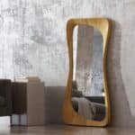 Large organic wall mirror in Light Oak