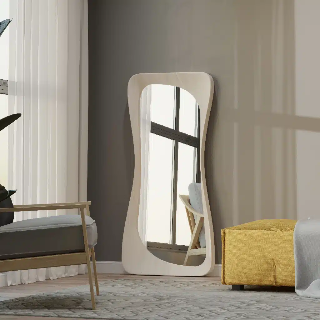 Organic wall mirror in White finish