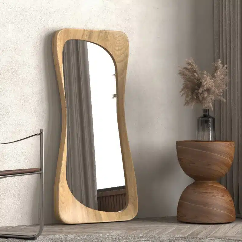 Contemporary organic mirror in Birch wood