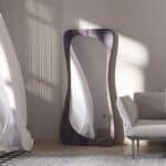 Handmade wavy floor mirror in Granite Grey