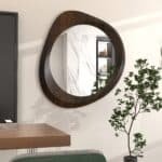 Organic shaped mirror in Ebony wood