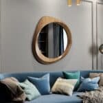 Decorative organic mirror in Walnut finish